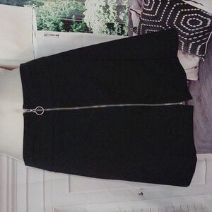 Candie's Size Large Skirt Silver Tone Zipper Front Y2K Black Preppy Mini Office